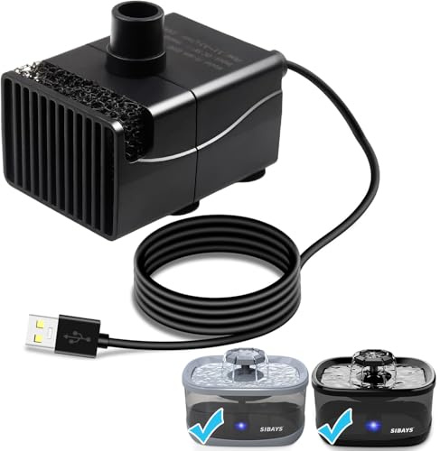 SIBAYS Cat Water Fountain Pump, Pet Water Fountain Replacement Pump for 9.5L/2.5Gal Large Dog Water Fountains(FS68), Mini Submersible Pump(Model: P03)