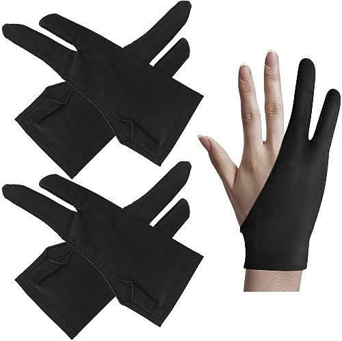 LUVZOOR 4 Stück Drawing Glove, Elastisch Antifouling-Handschuh Artist Glove Tablet Handschuh für Grafiktablett Graphics Tablet Pen-Monitor Drawing Tablet Light Box Verfolgenbrett
