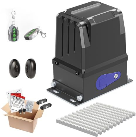 TOPENS RK2500T Automatic Sliding Gate Opener Rack Drive Electric Gate Motor for Heavy Driveway Slide Gates Up to 5700 Pounds Security Gate Operator AC Powered with Gear Rack and Remote Control