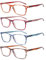 ZONLON 4er-Pack Lesebrille für Damen Modebrille Lesehilfe mit Federscharniere Blaulichtfilter Brillen Leicht und Bequem （4C, 3.0 +