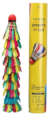 Balones de bádminton con Plumas Naturales para Interiores y Exteriores, Pelotas de bádminton con Plumas Naturales para Interiores y Exteriores, Pelota de bádminton de Pelo Rojo con Alta Estabilidad
