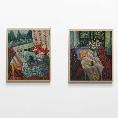 Genérico Cuadro díptico de pintura al óleo | Lienzo de algódon | Hecho a mano | Cuadro pareja bodegón | Cuadro con Bastidor y posibilidad de elegir tu marco| 2 piezas de 60x50cm cada una