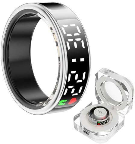Smart Ring Health Tracker Med LED-skärm, Bärbar Sömnpuls Steg Blodsyre Blodtrycksmätare IP68 Vattentät Smart Ring For Kvinnor Män(Silver,10)