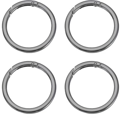 PATIKIL Anillos De Resorte O Rings 4 Piezas 1.9 Pulgadas Clip Redondo Metálico Hebilla Plana Para Llaveros Bolsos Correas Collares De Perros Manualidades DIY Negro 48mm