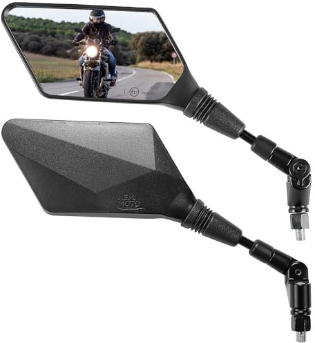 KEMIMOTO Motorrad Spiegel, E57 Zertifizierte, Universal Mit M10, Motorradroller Spiegel mit Halterung, Rückspiegel für Motorrad, Roller, Scooter, Moped