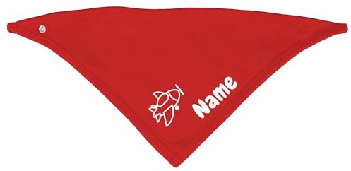 Kiwistar Foulard per bambini, personalizzabile, ragazzo, rosso, nome a scelta, orsacchiotto, unisex, taglia unica, 2 bottoni a pressione, sciarpa triangolare in cotone biologico, regalo, Colore: rosso