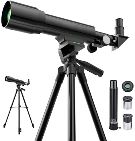 Teleskop för barn 50 mm bländare 360 mm AZ astronomiskt bärbart teleskop för vuxna nybörjare med uppgraderat stativ svart