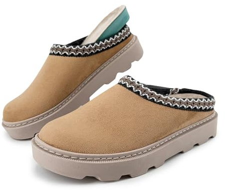 JOMIX Ciabatte Donna Estraibile Inverno Peluche Morbido Pantofole Calde Invernali Scamosciata Platform Spessa Antiscivolo Mule Casa Comode per Interno Esterno Relax ESW2529 Beige 40