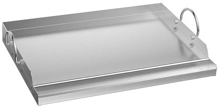 Piastra di cottura in acciaio inox con manici rimovibili, 58,6 x 40,6 cm, piastra superiore piatta, per barbecue, campeggio, feste