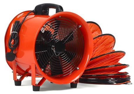 Ovshnrr Dust Extractor Ventilation Fan 10 Inch Portable Axial Exhaust Fan 380W/2.6A 1600CFM High Velocity Ventilator with 16FT Duct Hose for Exhausting & Ventilating at Home and Job Site