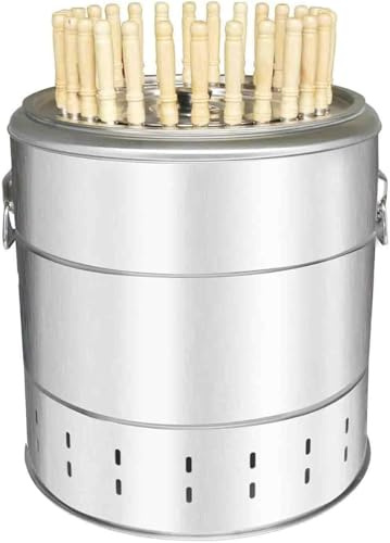 Barbecue suspendu sans fumée avec brochettes, barbecue à charbon, baril de braisage, grande capacité pour griller tout usage à 360°
