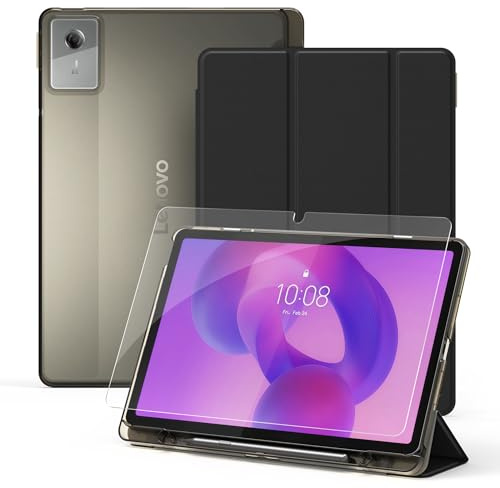 CACOE - Custodia per Lenovo Idea Tab 11 pollici 2025 con pellicola protettiva - Ultra sottile con funzione di supporto, Slim, in PU, Nero