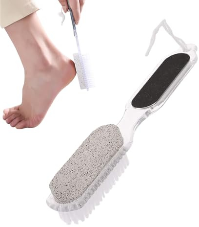 Pumice Stone for Feet,4-in-1 Professional Double-Sided Portable Pedicure Tools - Foot Scrub Brush | for Dead Dry Rough Hard Cracked Shower Home Spa Manicure Cleaning Washing Travel