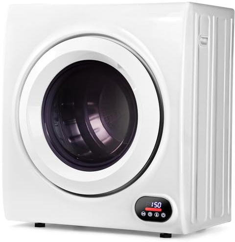 Euhomy Compact Clothes Dryer, 120V, 1500W Stainless Steel Dryer, 3.5 cu.ft, LCD Control Panel, Four Drying Modes, Space-Flexible, Ideal For Homes, White