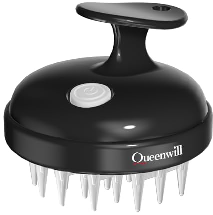 Queenwill Electric Handheld Hair Massager, Cordless Hair Scalp Massager Portable Head Scratching Massager with 2 Modes Vibration Comb for Hair Growth, Deep Cleansing and Stress Relaxation