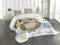 ABAKUHAUS Eulen Tagesdecke Set, Cartoon Schmetterling Hallo, Set mit Kissenbezügen Romantischer Stil, für Doppelbetten 220 x 220 cm, Braun Beige