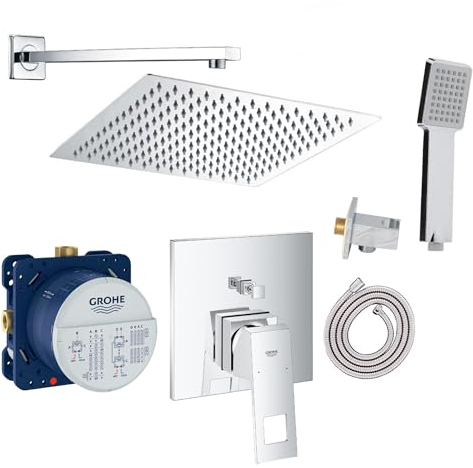 Vanvilla Grohe Eurocube GE101 - Sistema doccia a incasso con miscelatore monocomando e funzionalità doccia a pioggia