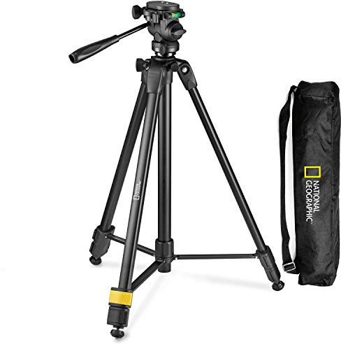 National Geographic Kit Trípode Foto, Monopie, Bolsa, Rótula 3 way, Zapata Liber/Rápida, Bloqueo por Palanca en Patas 3 Sec, Columna con Creamallera, 3 kg, Alum. para Canon, Nikon, Sony, NGHP004