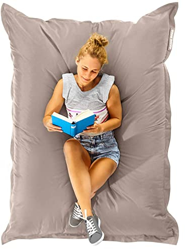 Green Bean Sitzsack 120x160cm 270 Liter Kinder & Erwachsene Bean Bag EPS Perlen Füllung Riesensitzsack Groß Draußen Outdoor Liegekissen Waschbar Wetterfest Lounge Chair Sitzkissen Bodenkissen Taupe