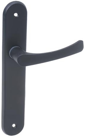 Aqbau® Set de poignées de porte avec plaque longue - Noir - Poignée de porte - Poignée de porte - Poignée de porte (sans trou de clé)