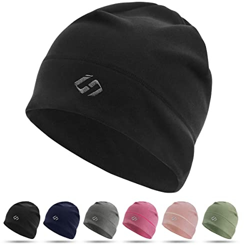 HASAGEI Thermal Running Hat - Men's Skull Cap Cycling Cap Under Helmet Black