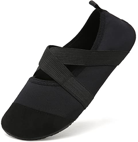 Acfoda Barfußschuhe Damen Leicht Weiche Verstellbar Schwarz 37/38 EU = Herstellergröße 38/39