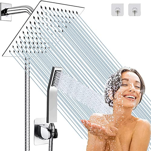Soffione doccia a pioggia in metallo con spray portatile, tubo extra lungo da 78 pollici, soffione doccia a pioggia ad alta pressione combinato con supporto, valvola deviatore a 3 vie, doccia adesiva