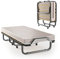 LIFEZEAL Klappbett, Klappbares Gästebett im Metallrahmen, Faltbares Einzelbett mit Matratze aus Memory Foam, Erwachsene Metallbett auf 4 Rädern (200 x 90 x 41 cm, Beige)