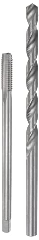 sourcing map Macho y brocas Juegos, M8 x 1.25 H2 Recto Flauta Máquina Rosca Fresado Macho 120mm Extra Largo, 8mm Alta Velocidad Acero (HSS) Helicoidal brocas