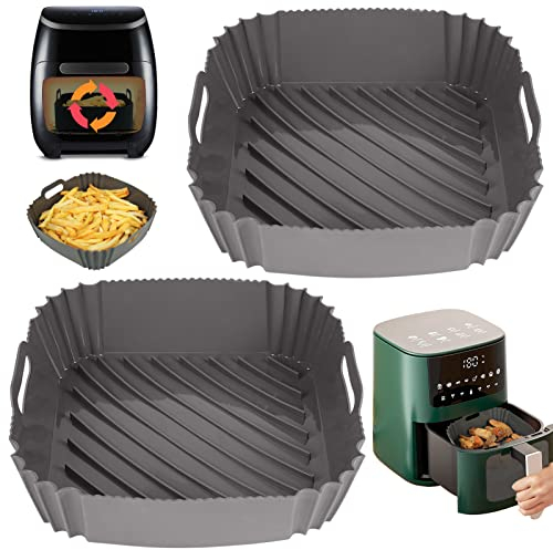YQL Silikonform Heißluftfritteuse für Cosori/Philips XXL, Wiederverwend Airfryer Zubehör Kompatibel mit Ninja AF140EU/AF180EU, Princess & andere Airfryer 4,7L-6,5L