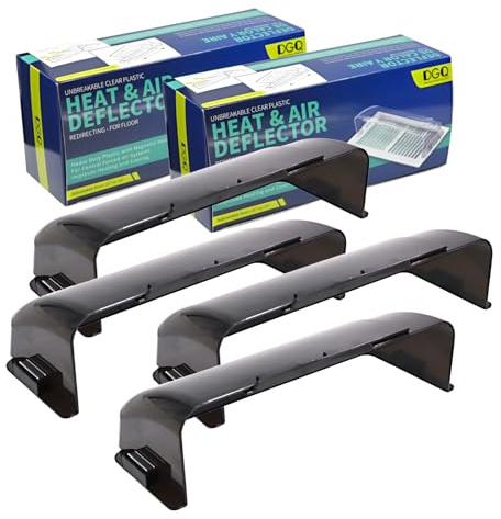 DGQ Unbreakable Air Deflector 8 to 12 Black Adjustable Heat and Air Vent Deflector Magnetic for Floor Registers, Vents, Sidewall, and Ceiling Registers (Pack of 4)