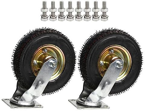 WORDFUN 2 Pack 6 8 10 Heavy Duty Castor Wheels, Swivel Trolley Casters, Pneumatic Caster Wheel With Screws, Mute Castors, Fixed Castor Wheels, Transport Caster, For Furniture
