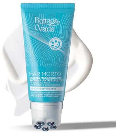 Bottega Verde - Crema Corpo Anticellulite* contrasta l'effetto buccia d'arancia con Sali del Mar Morto - Massaggiatore con Sfere Metalliche - Azione Levigante, Crema Corpo Tonificante 150 ml