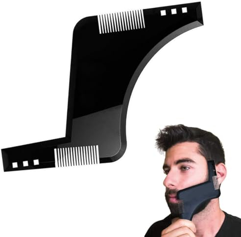 YUUSIKCO Pettine per Barba - Nero Pettine Stencil Barba,Signori pizzetto Collo Sagome per Barba Styling Tool per allineare e rifinire Gli Uomini rasatura della Barba