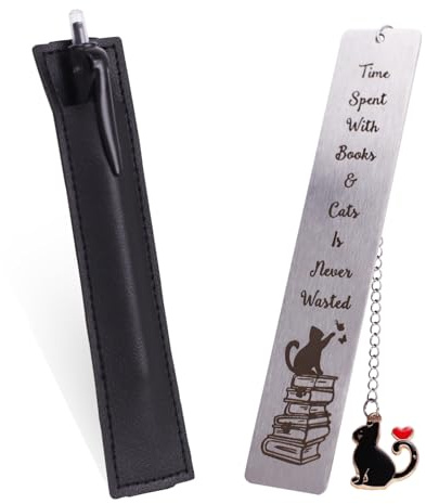 Funny Bookmarks with cat Pendant and Inspirational Quote Metal Bookmark, Best Friend Teacher and Birthday Gifts, Special Thank You Gift for Women Man