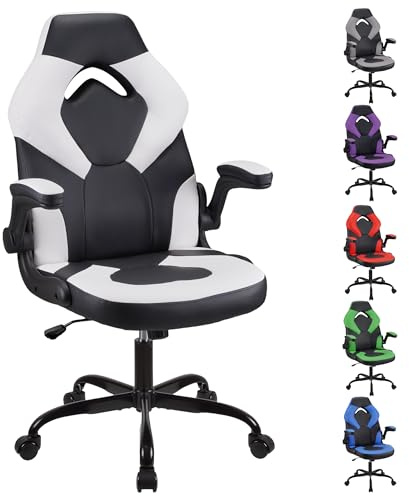 Play haha.Ergonomic high back seat with padded armrests adjustable height tilt function PU leather upholstery soft cushion for home office computer gaming and study use