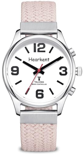 Hearkent Orologio parlante per ipovedenti e anziani, con numeri grandi, orologio vocale per non vedenti e anziani, orologio parlante con chiaro accento americano per donne, Rosa, Women, orologio