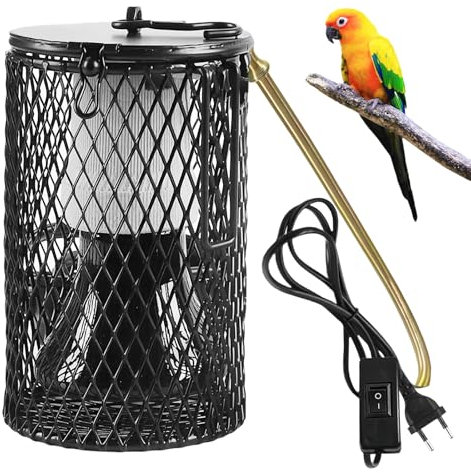 BORDEAG Lampe Chauffante Reptile Avec Cage, Lampe Chauffante Tortue 100 W, Lampe Chauffante En Céramique, Lampe Chauffante Poussin Pour Perroquets, Lézards, Oiseaux (Prise Ue)