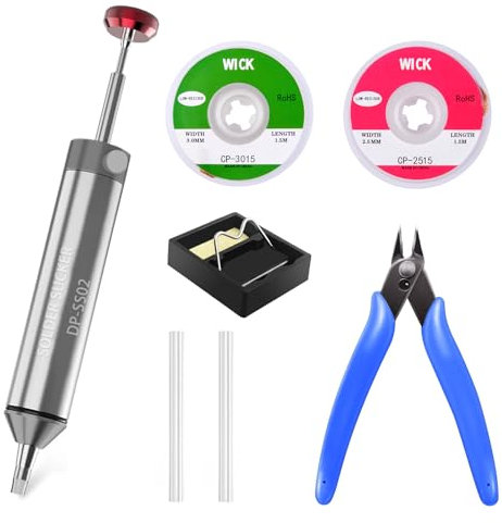 Owootecc Solder Sucker Desoldering Pump High Temperature Resistance Flexible Silicone Durable Foldable High Quality Aluminum Housing Strong Suction