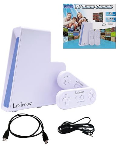 Lexibook, Console di gioco TV con 2 controller wireless, 250 giochi, Grafica a 32 bit, Connettore TV, JG7440