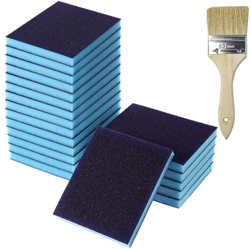 Esponja de Lijado Fino de Malla 100, Esponja de Lijado Manual, Reutilizable y Lavable, para Madera, Metal, Pintura y Paneles de Yeso (120 × 100 × 12 mm) (Azul)