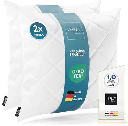 LILENO HOME 2er Set Kissenfüllung 60 x 60 cm - 95°C waschbares Innenkissen geeignet für Allergiker - Polyester Kisseninlet als Couchkissen, Sofa Kissen, Cocktailkissen und Kopfkissen
