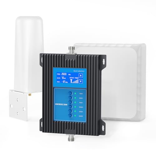 ORBOCOM Ripetitore Segnale Cellulare Banda 1/3/7/8/20/28 Ripetitore 5G 4G 3G Guadagno Regolabile di Amplificatore Segnale Cellulare Supporta Tutti Gli Operatori, Con Schermo LCD ad Alta Definizione