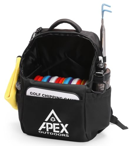 Apex Outdoors Lite Disc Golf Bag, Disc Golf Backpack Holds Over 18 Discs, with Foldable Support Panels & Accessories Pouch & Water Bottle Holder