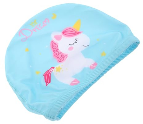 Abaodam Gorro de Natación para Niñas con Estampado de Dibujos Gorro de Baño Elástico y Resistente de Nylon Cómodo para Piscina y Deportes Acuáticos