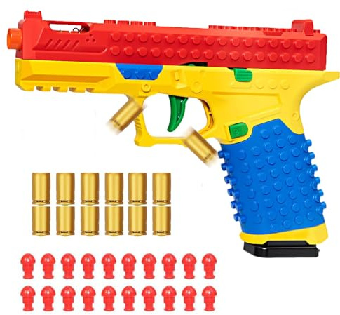 Toy Gun Building Block Kit, DIY Fidget Pistol Toy for Adults, Funny Building Blocks Set with Display Stand, Creative Soft Shooting Collectible