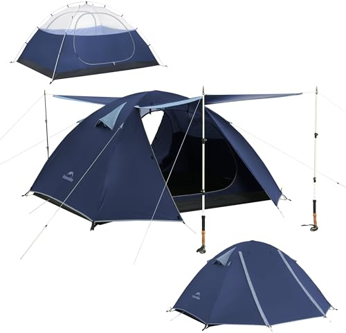 Naturehike Bleik - Tenda da campeggio ultraleggera per 2 persone, con 2 ripiani per campeggio, escursionismo e ciclismo (blu/2 persone)