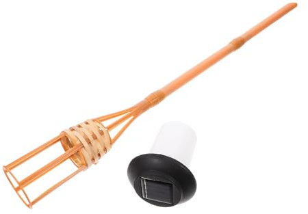 CTIRCHIU Antorcha Solar de Bambú para Jardín y Césped, Lámpara Ligera y Resistente Batería de 600mah y 12 LED para Exteriores