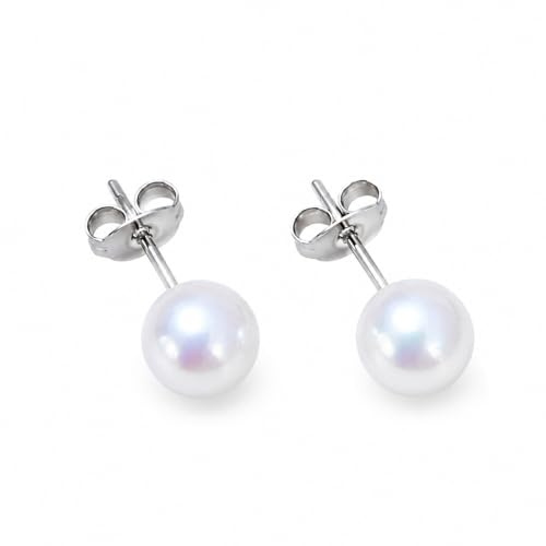 MAJALE_ Pendientes Perla Blanca Mujer Acero Inoxidable Hipoalergénico – Resistentes al Agua – Elegantes y Clásicos – Cierre de Presión