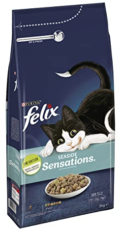FELIX Seaside Sensations Katzenfutter trocken, mit Lachs und Gemüse, 6er Pack (6 x 2kg)